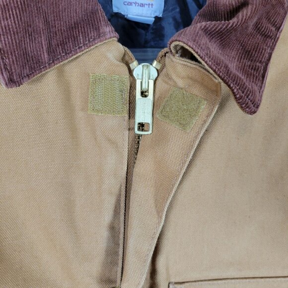 Carhartt Mens XL Tan Duck Canvas Work Jacket Corduroy Collar Quilted Lining - Picture 15 of 16